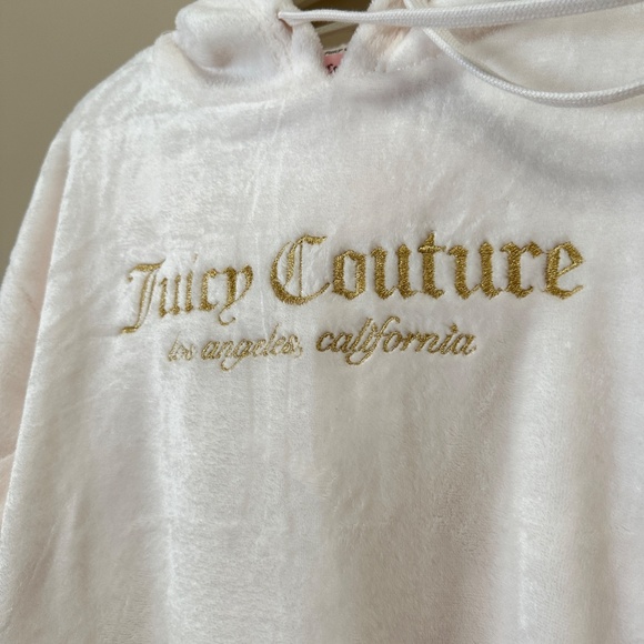 NWT Juicy Couture Plush Fleece Logo White Hoodie and Pant Pajama Set Size XL - Picture 4 of 14